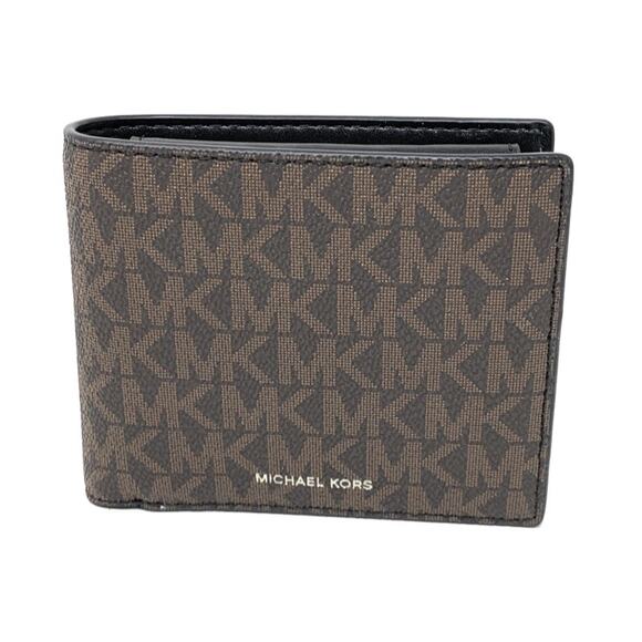 NWT Michael Kors Mens Cooper Billfold with Coin Pocket - Brown/Black-Sz L - Picture 1 of 1